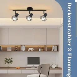 NETTLIFE Spot plafond 3 ampoules E14 noir industriel orientable vintage salon cuisine chambre