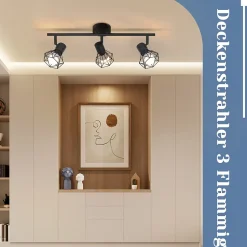 NETTLIFE Spot plafond 3 ampoules E14 noir industriel orientable vintage salon cuisine chambre