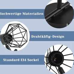 NETTLIFE Spot plafond 3 ampoules E14 noir industriel orientable vintage salon cuisine chambre