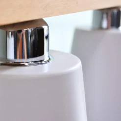 NETTLIFE Suspension 5 ampoules E27 blanc moderne Métal et bois lampe de salle à manger Diam.102cm pour cuisine salon couloir hôtel