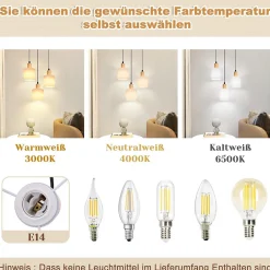 NETTLIFE Suspension bois blanc Diam.20 cm E14 vintage 3 ampoules ronde pour salle à manger restaurant cuisine chambre bureau