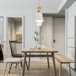 NETTLIFE Suspension Bois 3 Flammes Blanc Chaud Vintage Réglable en Hauteur Blanc E27 MAX.25W