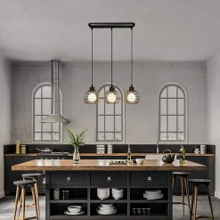 NETTLIFE Suspension de table Vintage noir Lampe de table E27 Lampe de salle à manger Rétro cuisine industrielle