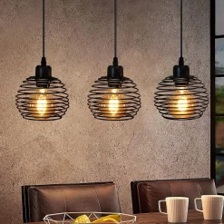 NETTLIFE Suspension de table Vintage noir Lampe de table E27 Lampe de salle à manger Rétro cuisine industrielle