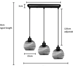 NETTLIFE Suspension de table Vintage noir Lampe de table E27 Lampe de salle à manger Rétro cuisine industrielle