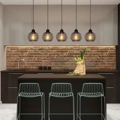 NETTLIFE Suspension E27 Noir Diam.15cm Vintage Conception à ressort Métal avec Prise et Interrupteur Rétro