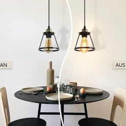 NETTLIFE Suspension E27 noir Diam.15cm vintage métal pour salle à manger cuisine salon restaurant 150cm