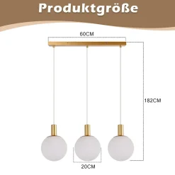 NETTLIFE Suspension E27 or Lampe à suspendre 3 feux Réglable en hauteur Lampe à suspendre Moderne