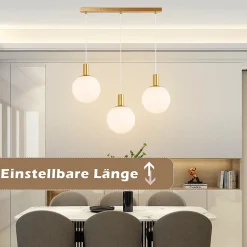 NETTLIFE Suspension E27 or Lampe à suspendre 3 feux Réglable en hauteur Lampe à suspendre Moderne