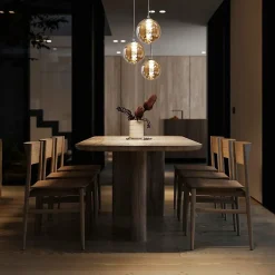 NETTLIFE Suspension en verre ambre Diam.28cm G9 lustre réglable en hauteur 3 lampes en ambre