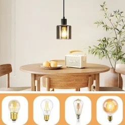 NETTLIFE Suspension fer Diam.11cm E27 Max.40w Noir Vintage 1 Ampoule Lampe de Salle à Manger Lampe à Suspension Rétro