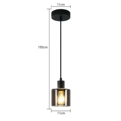 NETTLIFE Suspension fer Diam.11cm E27 Max.40w Noir Vintage 1 Ampoule Lampe de Salle à Manger Lampe à Suspension Rétro