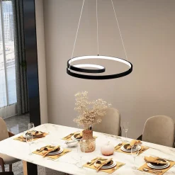 NETTLIFE Suspension LED Aluminium Noir 150cm Dimmable avec Télécommande