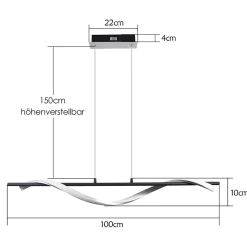 NETTLIFE Suspension LED Argenté 100cm Aluminium Dimmable
