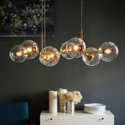 NETTLIFE Suspension LED en verre Diam.105 cm E27 avec 8 ampoules boule lumineuse lustre LED