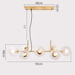 NETTLIFE Suspension LED en verre Diam.105 cm E27 avec 8 ampoules boule lumineuse lustre LED