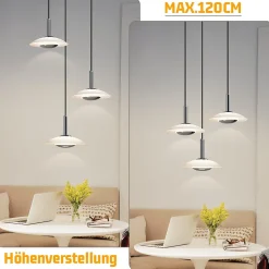 NETTLIFE Suspension LED lampe suspendue table à manger design moderne lampe suspendue salle à manger 3000K blanc chaud 3 flammes