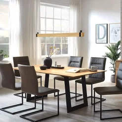 NETTLIFE Suspension LED Vintage Dimmable 100cm Bois & Métal pour Salle à Manger