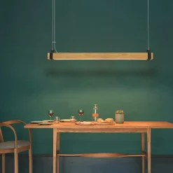 NETTLIFE Suspension LED Vintage Dimmable 100cm Bois & Métal pour Salle à Manger