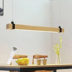 NETTLIFE Suspension LED Vintage Dimmable 100cm Bois & Métal pour Salle à Manger