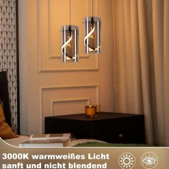 Nettlife Suspension LED vintage - Suspension en verre 1 lumière 8W style rétro, gris fumé, lumière blanc chaud 3000K