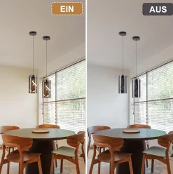 Nettlife Suspension LED vintage - Suspension en verre 1 lumière 8W style rétro, gris fumé, lumière blanc chaud 3000K