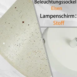 NETTLIFE suspension métal blanc Diam.38cm E27 38CM moderne avec abat-jour en tissu douille design ciel étoilé pour chambre