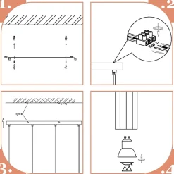 NETTLIFE Suspension métal noir diamètre 60 cm GU10 4 flammes salon industriel salle à manger lampe moderne pour intérieur