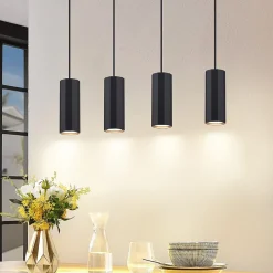 NETTLIFE Suspension métal noir diamètre 60 cm GU10 4 flammes salon industriel salle à manger lampe moderne pour intérieur