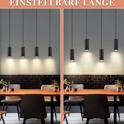 NETTLIFE Suspension métal noir diamètre 60 cm GU10 4 flammes salon industriel salle à manger lampe moderne pour intérieur