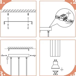 NETTLIFE Suspension métal noir Diam.20 cm GU10 3 flammes table à manger salon salle à manger moderne lampe industrielle