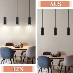 NETTLIFE Suspension métal noir diamètre 44 cm GU10 3 ampoules salon moderne industriel pour intérieur