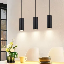 NETTLIFE Suspension métal noir diamètre 44 cm GU10 3 ampoules salon moderne industriel pour intérieur