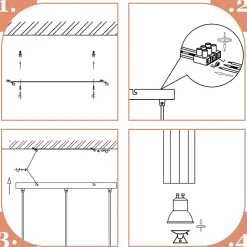 NETTLIFE Suspension métal noir diamètre 44 cm GU10 3 ampoules salon moderne industriel pour intérieur