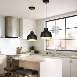 NETTLIFE Suspension Métal Noir E27 Diam.170cm Table à Vintage Lampe Industrielle 1 Ampoule