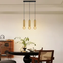 NETTLIFE Suspension or 3 ampoules lampe suspendue - lampe suspendue table à manger E27 industrielle métal suspendue