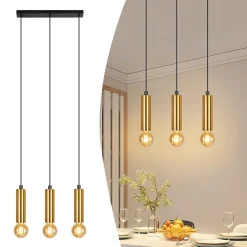 NETTLIFE Suspension or 3 ampoules lampe suspendue - lampe suspendue table à manger E27 industrielle métal suspendue