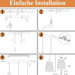 Nettlife Suspension Rotin Boho 3 Lampes - Lustre Vintage Tressé Corde Chanvre E27 (Sans Ampoule)