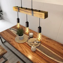 NETTLIFE suspension salle à manger table à manger bois vintage E27 suspension 61 CM Industriel