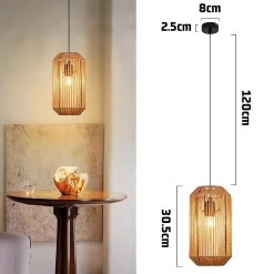 NETTLIFE Suspension table à manger vintage 1 ampoule corde de chanvre lanterne design E27 lampe de salle à manger