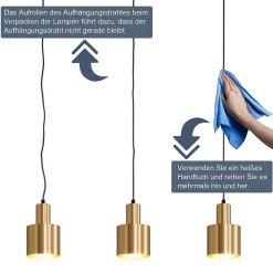 NETTLIFE suspension table à manger lampe suspendue lampe suspension vintage 3 flammes ronde design moderne E27