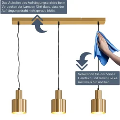 NETTLIFE suspension table à manger lampe suspendue vintage salle à manger 3 flammes à manger or design moderne métal E27