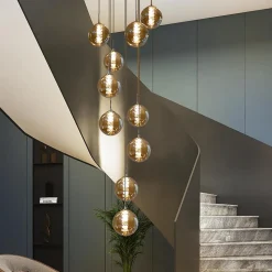 NETTLIFE Suspension table de salle à manger Suspension réglable en hauteur Lustre Suspension à 10 flammes en verre