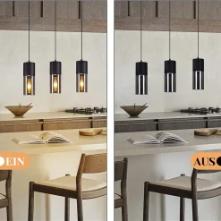 NETTLIFE Suspension table à manger suspension E27 - suspension 3 ampoules orientable LED moderne