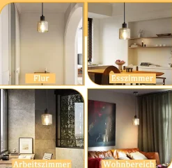 NETTLIFE Suspension table à manger lampe suspendue vintage suspension E27 suspension noire 1 ampoule rétro industriel