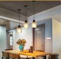 NETTLIFE Suspension table à manger lampe suspendue vintage suspension E27 suspension noire 1 ampoule rétro industriel