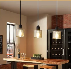 NETTLIFE Suspension table à manger lampe suspendue vintage 3 ampoules suspendues E27 métal noir rétro industriel