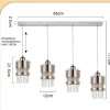 NETTLIFE Suspension Table à manger Moderne Verre Suspension 4 Flammes Suspendue 150CM Réglable en hauteur Cristal E27