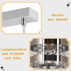 NETTLIFE Suspension Table à manger Moderne Verre Suspension 4 Flammes Suspendue 150CM Réglable en hauteur Cristal E27