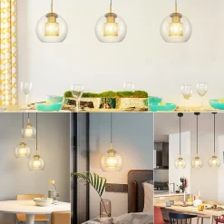 NETTLIFE Suspension table de salle à manger en verre - 1 flamme Vintage E27 Lampe à suspendre noir